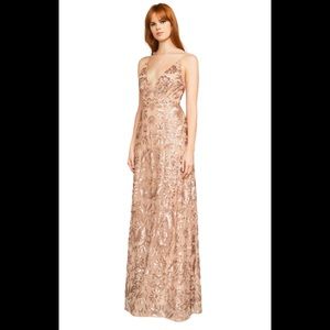 NWT BCBGMaxAzria Dorothea Sequin Gown, Bare Pink